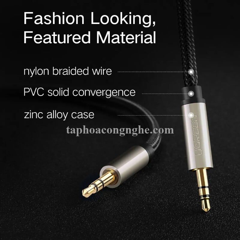 Ugreen 10606 5M màu Đen Cáp âm thanh 2 đầu 3.5mm dương cao cấp AV125 30010606